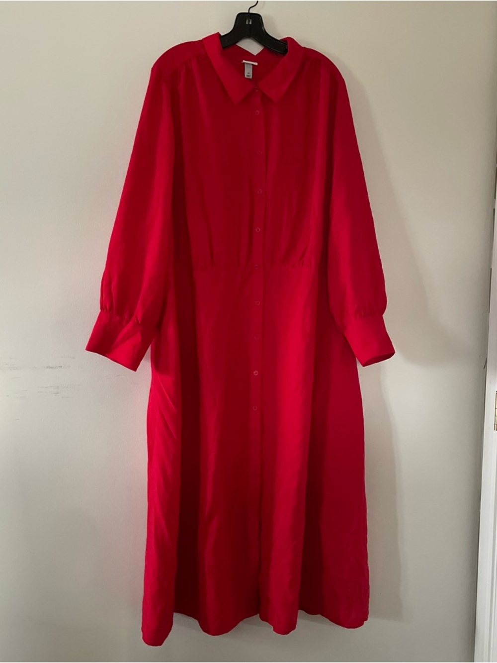 Plus Size 3X Red Shirt Maxi Dress Button Up Long Sleeve Minimalist Modest NWT